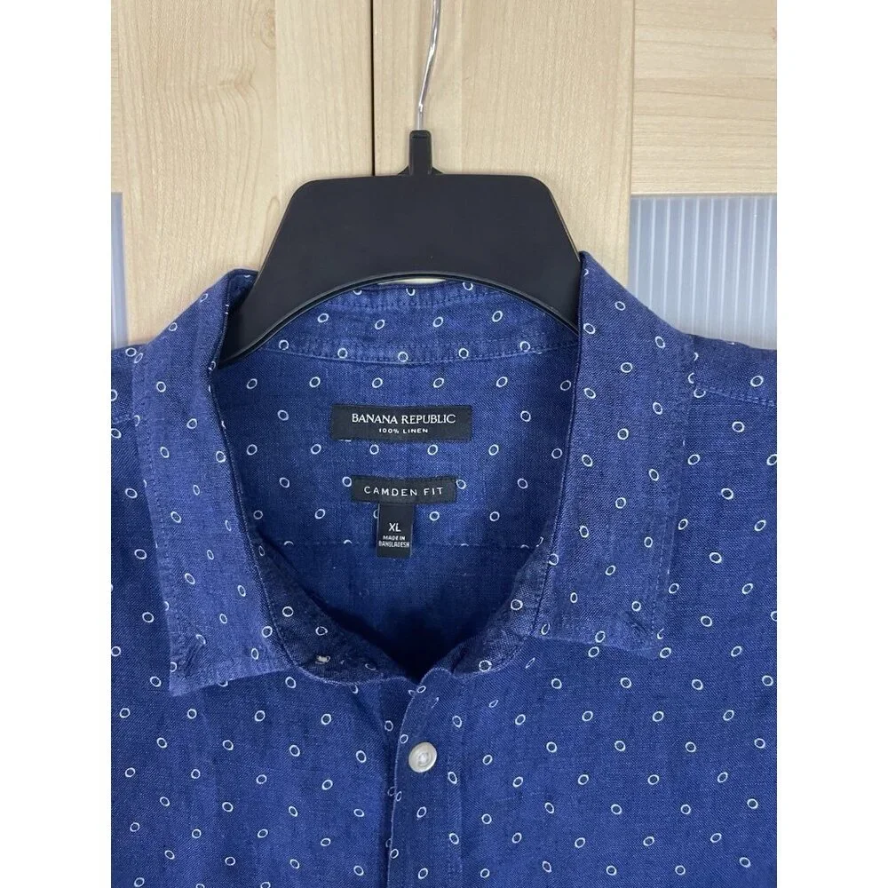 Banana Republic Camden‎ Fit Linen Shirt Men’s Sz XL Long Sleeve Button Down Blue